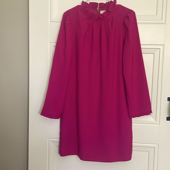 J. Crew Factory Ruffleneck Fuchsia Dress - Picture 1 of 5
